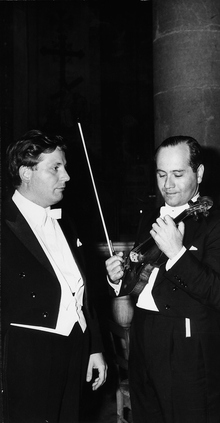 Helmut Müller Brühl und Igor Oistrach beim Festival de Musique Menton 1968.